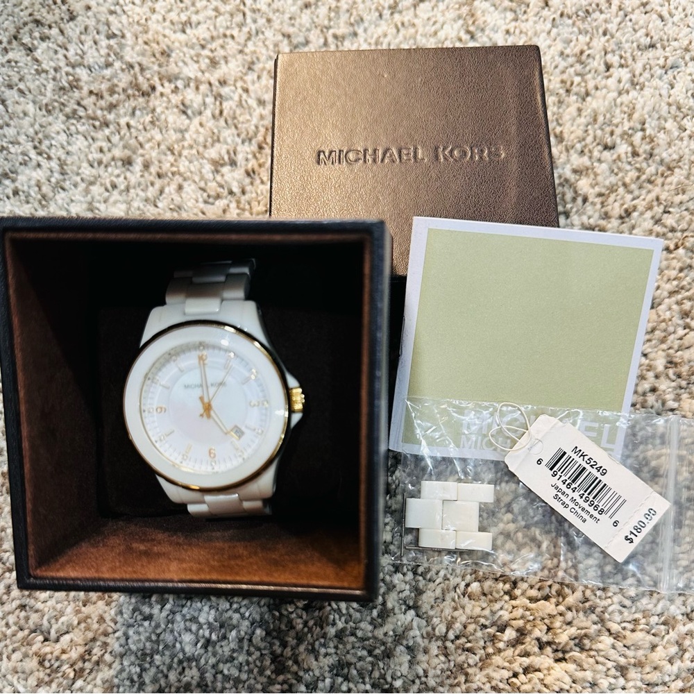 Michael Kors Ivory and Gold Bracelet Watch